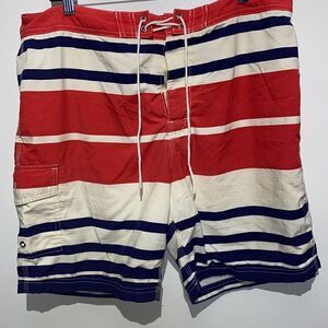 J. Crew Men's Multicolor Stripe Lace Up Mesh Lined Board Shorts Size 34